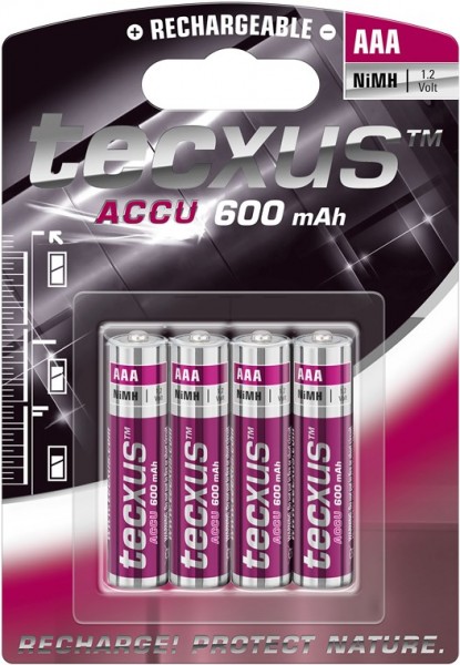 Tecxus AAA (Micro)/HR03 - 600 mAh - Batterie rechargeable Nickel Metal Hydride (NiMH), 1,2 V