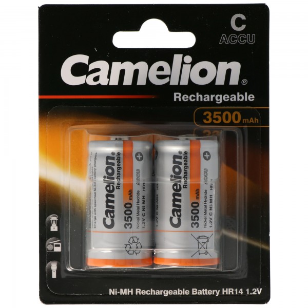Batterie NiMH Baby LR14 C HR14 avec jusqu'à 3500mAh 1,2 volts en blister de 2