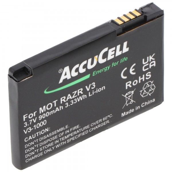 Batterie AccuCell pour Motorola V3 Razr, PEBL SNN5696, BA700