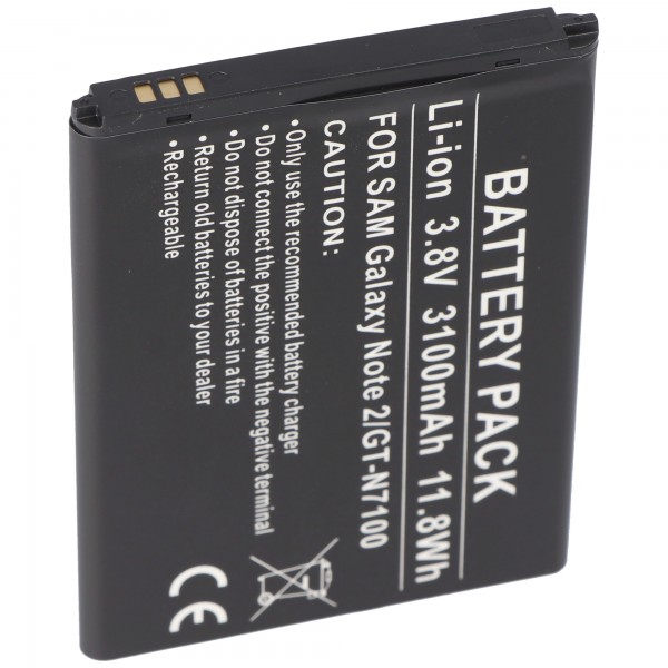 Batterie AccuCell pour Samsung Galaxy Note II, Galaxy Note 2, GT-N7100, EB595675LU