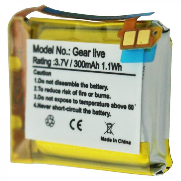 Batterie compatible pour Samsung Gear Live, SM-R382, Samsung EB-BR382FBE, Lithium Polymer 3,7 Volt 300mAh