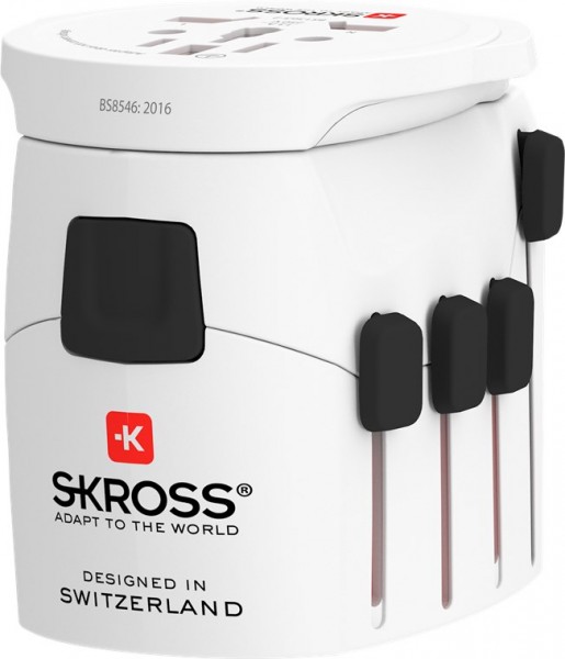 Skross World Adapter PRO - World - convient à tous les appareils mis à la terre et non mis à la terre (2 et 3 broches)