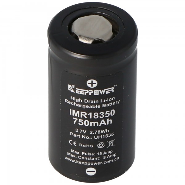 Keeppower IMR18350 - Batterie Li-ion de 750mAh, 3,7V (8A)
