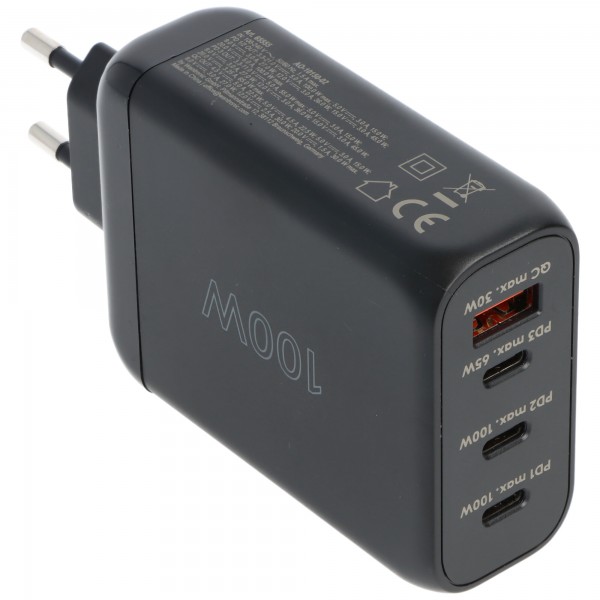 Chargeant jusqu'à 100W, le chargeur rapide USB-C™ PD Multiport 100W noir