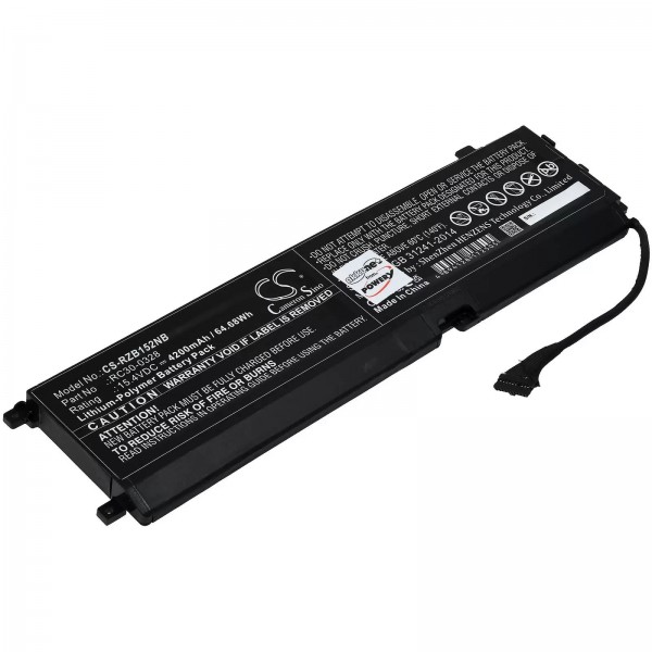 Batterie adaptée pour ordinateur portable de jeu Razer Blade 15 2020, 15 2021, RZ09-0328, type RC30-0328 - 15,4 V - 4200 mAh