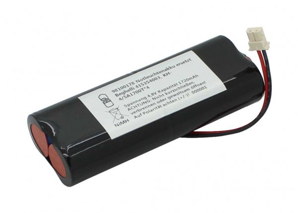 Batterie d'éclairage de secours NiMH 4.8V 1720mAh L2x2 4/5A avec câble et prise remplace Beghelli