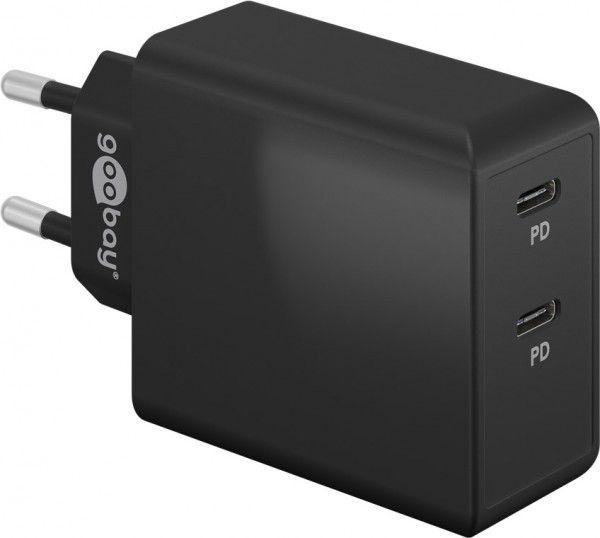 Chargeur rapide Goobay Dual-USB-C™ PD (36 W) noir - adaptateur de charge avec 2x ports USB-C™ (Power Delivery)
