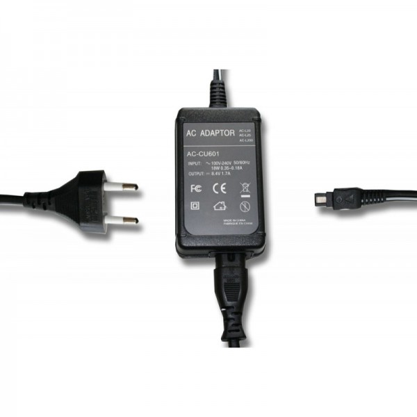 Alimentation adaptée au chargeur Sony AC-L20, AC-L20A, AC-L20B, AC-L20C, AC-L25 appareil photo, appareil photo numérique, DSLR, longueur de câble 2m