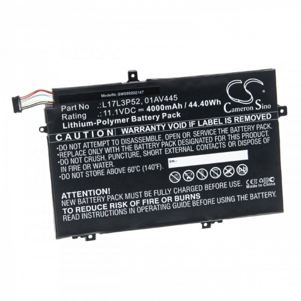 Batterie d'ordinateur portable pour Lenovo ThinkPad E590 et autres comme L17L3P52 Li-Polymer 11.1V 4000mAh