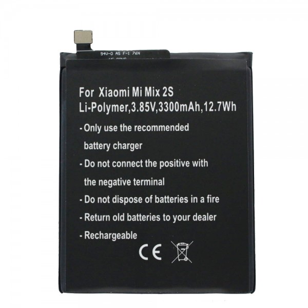 Batterie pour Xiaomi Mi Mix 2S, Li-Polymer, 3.85V, 3300mAh, 12.7Wh, intégrée, sans outil