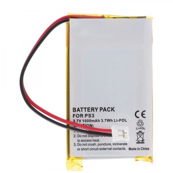Batterie compatible pour Sony PS3 SIXAXIS Wireless Controller LIS1359, LIP1359, 3.7 Volt, 1000mAh