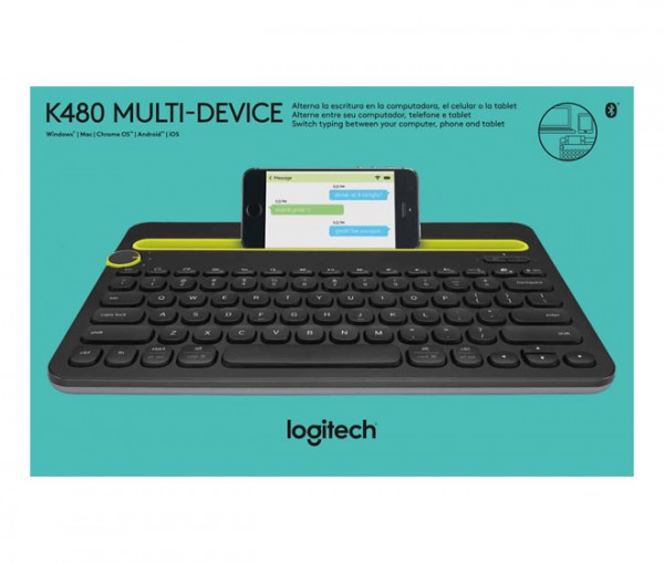 Logitech Keyboard K480, Sans fil, Bluetooth, noir Multi-Device, DE, Vente au détail