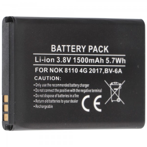 Batterie pour Nokia 8110 4G 2017, BV-6A, Li-ion, 3.8V, 1500mAh, 5.7Wh