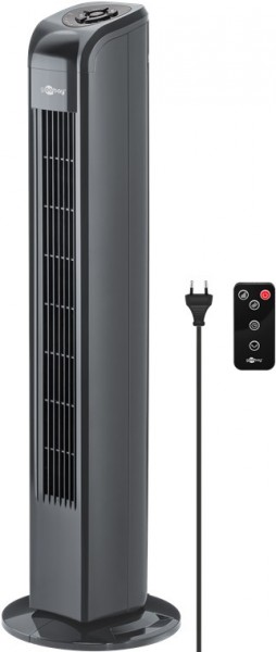 Ventilateur tour Goobay avec télécommande anthracite - ventilateur colonne oscillant et silencieux avec câble d'alimentation