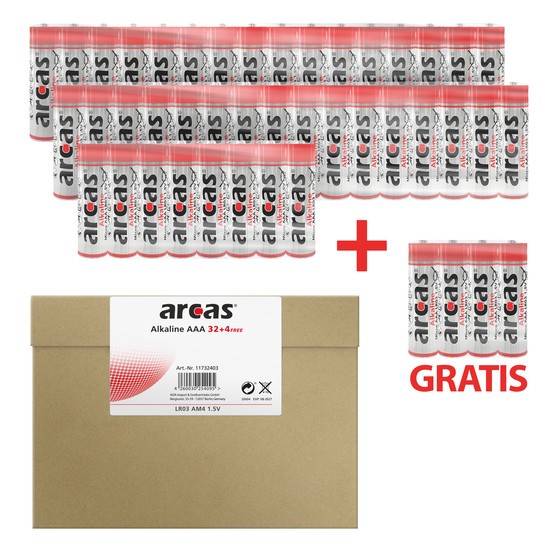 Sparpack 32+4free Arcas Alcaline LR03 Micro AAA 1.5V