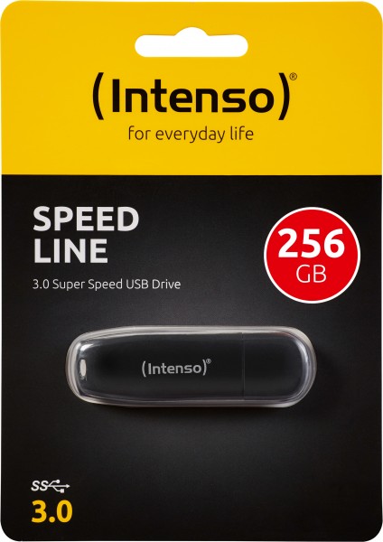 Clé Intenso USB 3.0 256 Go, Speed Line, noir type A, (R) 70 Mo/s, blister de vente au détail