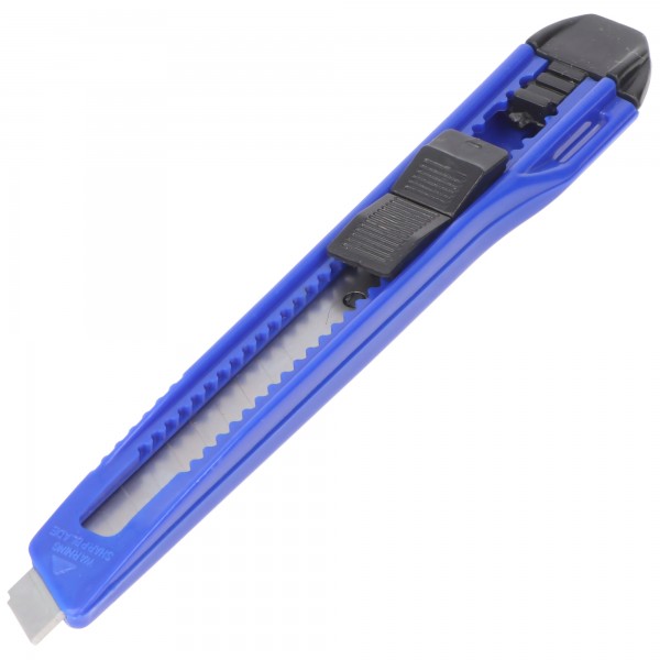 Cutter Ecoline 9 mm, lame verrouillable, idéal également comme couteau artisanal, avec aide à la rupture et clip pratique, bleu