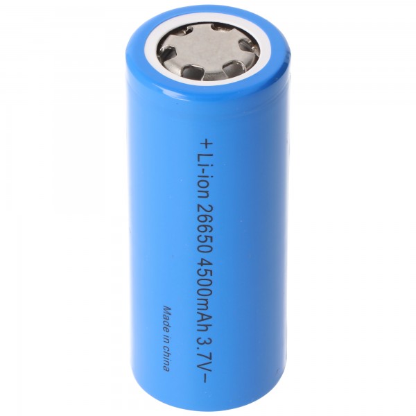 Batterie Li-ion 4500mAh 26650A 3.6V, 3.7V, courant de décharge max 15A, 26.5x65.2mm