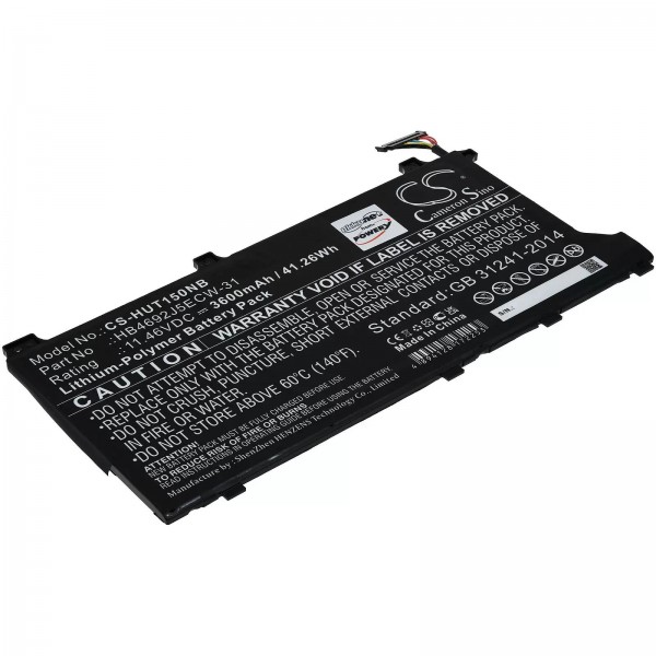 Batterie pour ordinateur portable Huawei MateBook D 15 2020, MagicBook 15 4500U, type HB4692J5ECW-31 - 11,46V - 3600 mAh