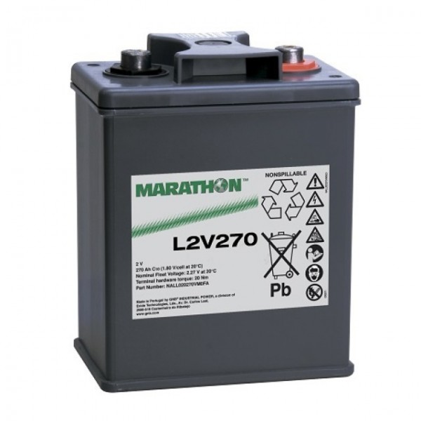 Batterie Exide Marathon L2V270 au plomb avec connexion à vis M8 2V, 270000mAh