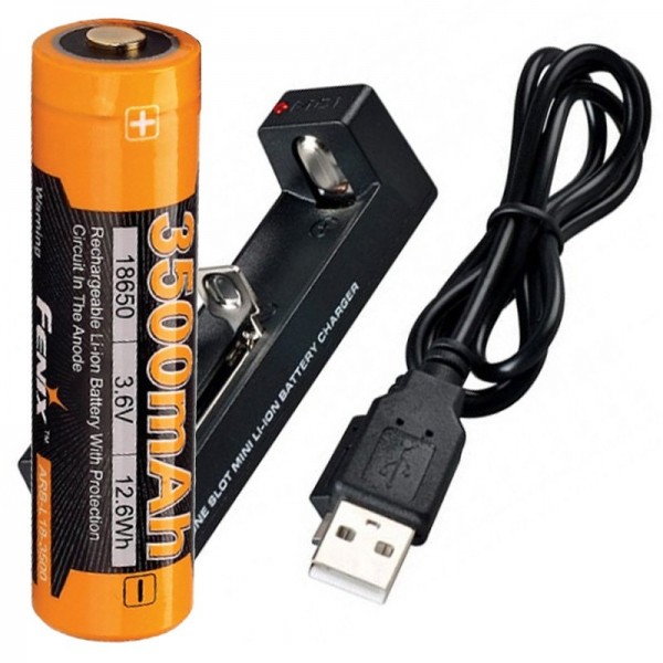 Batterie Li-ion 18650 et chargeur rapide USB 1 emplacement avec un courant de charge allant jusqu'à 1 Ah