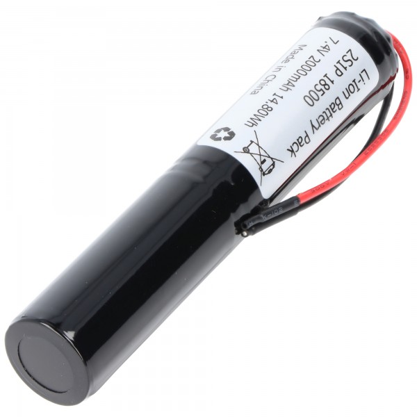 Batterie Li-Ion cylindrique 2S1P 7.2V-7.4V 2000mAh avec protection BMS et brins de câble ouverts