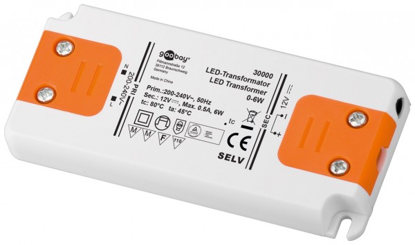 Transformateur LED 12 V / 6 W 12 V DC pour LED jusqu'à 6 W de charge totale
