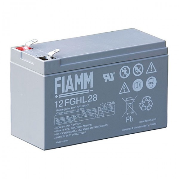Batterie au plomb Fiamm 12FGHL28 avec Faston 6,3 mm 12V, 7200mAh