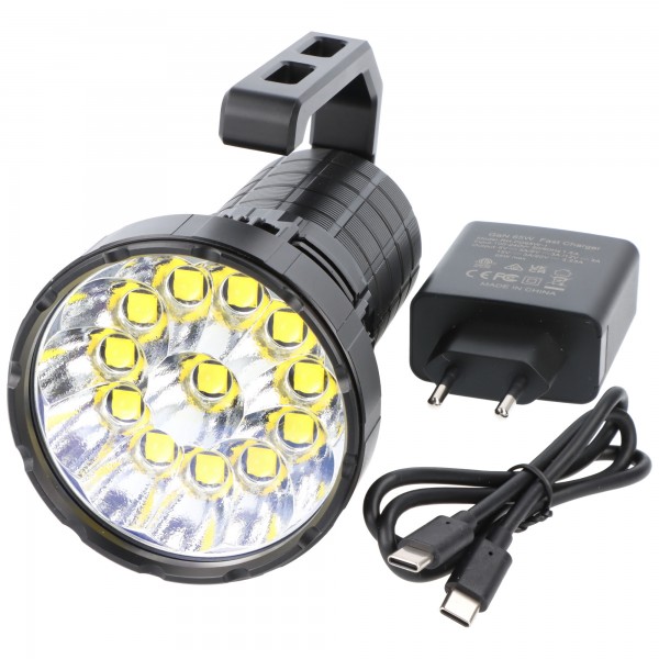 Lampe de poche LED Imalent MS12 Mini C avec 65 000 lumens, portée de faisceau de 1 036 mètres, blanc chaud, trois ventilateurs, avec poignée