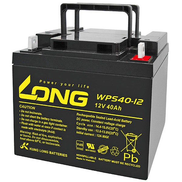 Batterie plomb WPS40-12 Kung Long PB 12 volts 40Ah avec connexion M6 à pôle plat