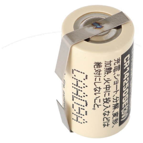 Batterie au lithium Sanyo CR14250 SE 1 / 2AA, IEC CR14250, étiquette de soudure en U