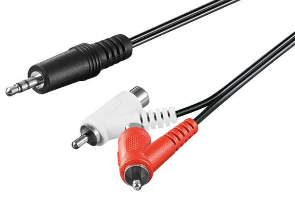 Câble adaptateur audio Goobay, fiche 3,5 mm vers fiche/prise cinch - fiche jack 3,5 mm (3 broches, stéréo) > 2x fiche cinch (audio gauche/droite)