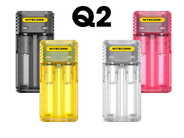 Nitecore Q2 - chargeur rapide pour batteries Li-Ion, 2 chargeurs à manche - 4 couleurs au choix