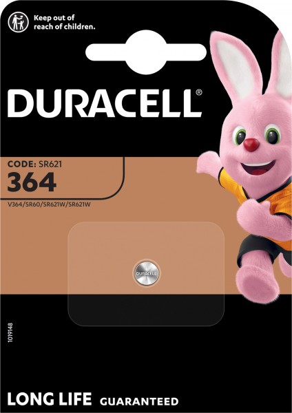 Pile Duracell Oxyde d'argent, pile bouton, 364, SR60, montre 1,5 V, blister de vente au détail (paquet de 1)