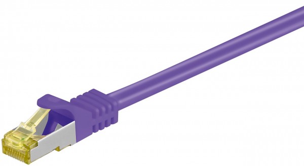 Câble patch Goobay RJ45 CAT 6A S/FTP (PiMF), 500 MHz avec câble brut CAT 7, violet