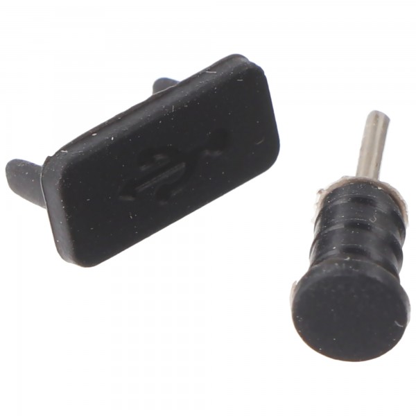 Ensemble de capuchons de protection contre la poussière AccuCell pour USB Type C (USB-C) et connexion casque noir