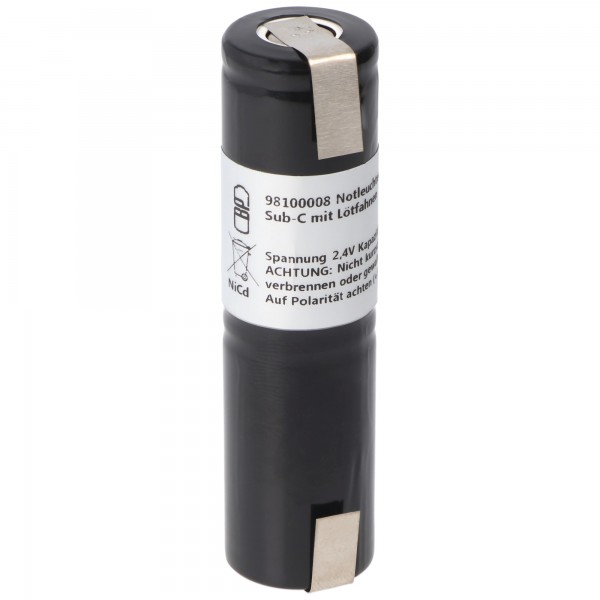 Batterie lumière de secours NiCd 2.4V 1800mAh L1x2 Sub-C avec queues à souder remplace la batterie 2.4V