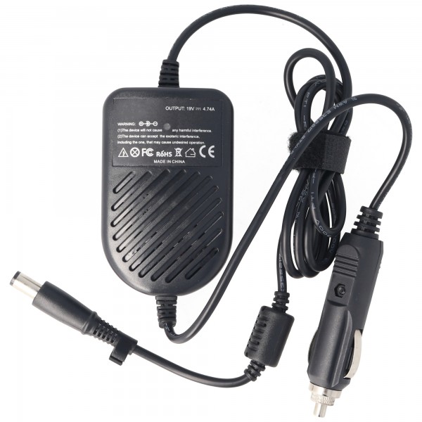 Câble de charge de voiture 12V adapté pour ordinateur portable HP Compaq 19V 4.74A 7.4mm x 5.0mm, voir liste