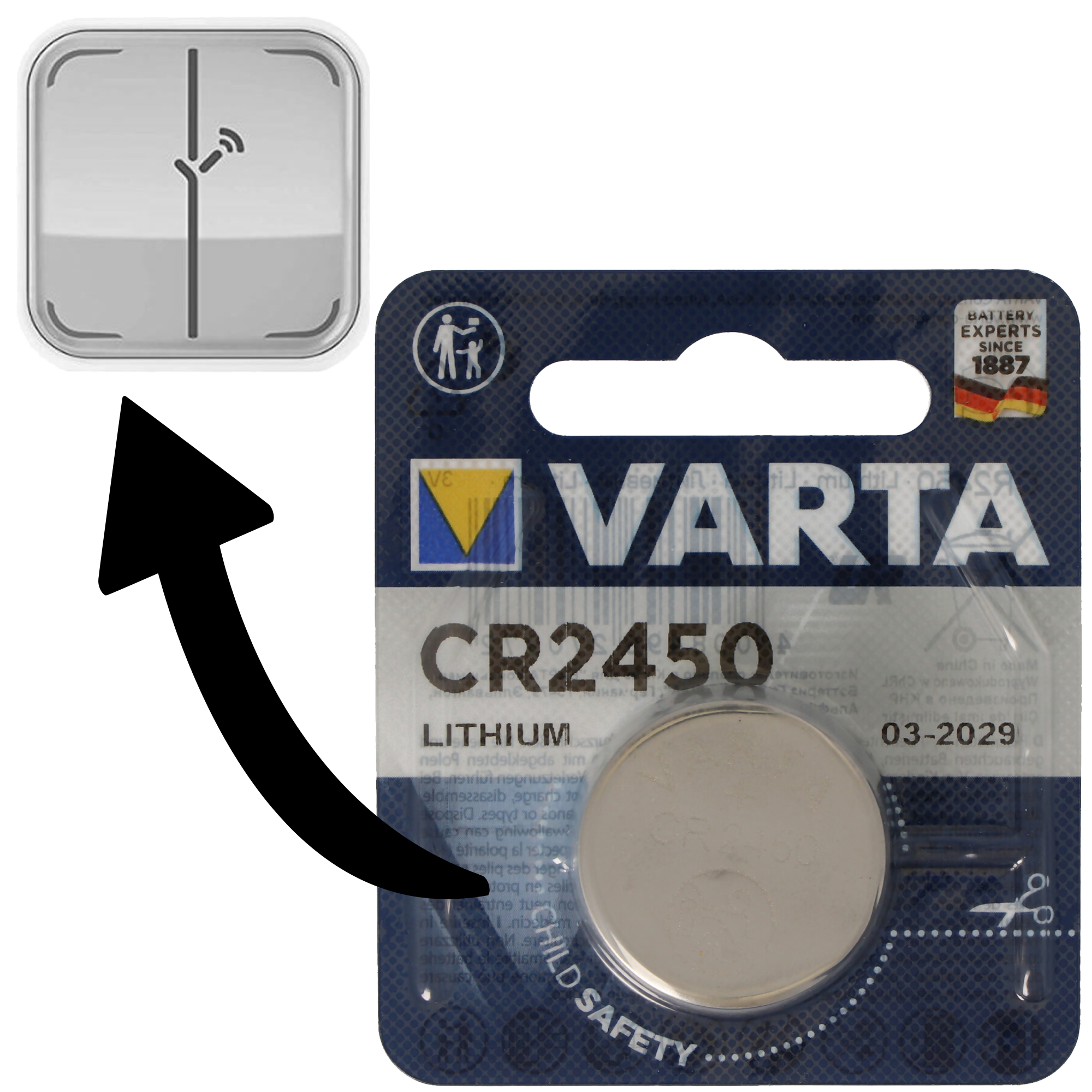 Batterie adaptée pour variateur Osram Lightify Switch 1x batterie au  lithium Varta CR2450 IEC CR 2450, Batterie pour Smart Home, Piles