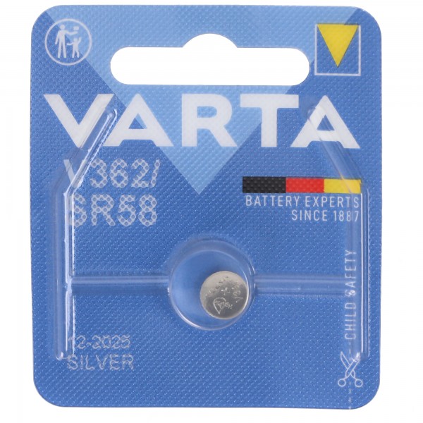 Batterie Varta oxyde d'argent, pile bouton, 362, SR58, électronique 1,55 V, blister de vente au détail (paquet de 1)