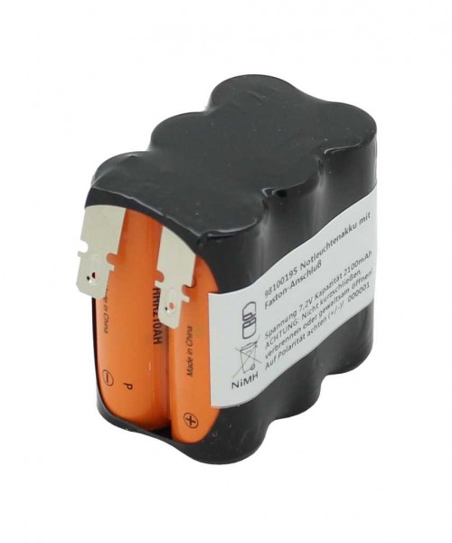 Batterie d'éclairage de secours NiMH 7.2V 2100mAh F2x3 A avec connexion Faston