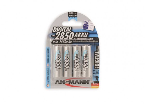 Batterie Ansmann NiMH type 2850 Mignon 2650mAh numérique blister de 4