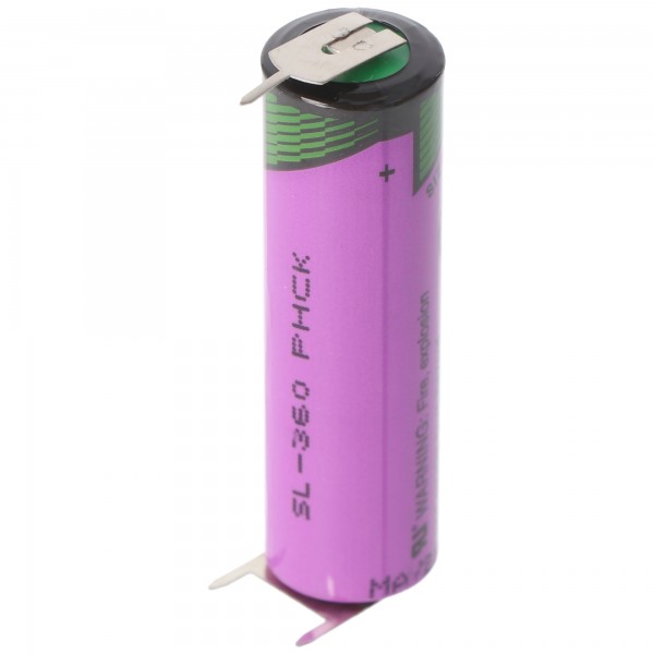 Batterie au lithium Tadiran SL-360 / PT avec étiquettes à souder avec 3 contacts d'impression