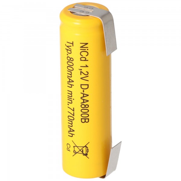 Batterie TopCon NiCd Mignon 1.2V 800mAh AA à cosses à souder en U