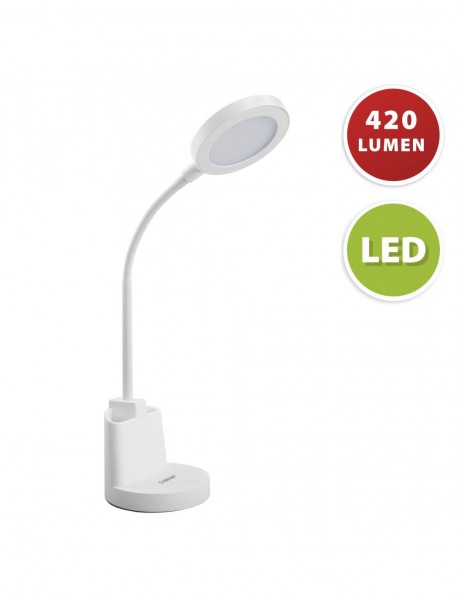 Velamp SWAN2 : Lampe de bureau LED 7W avec interrupteur tactile et porte-stylo. Blanc