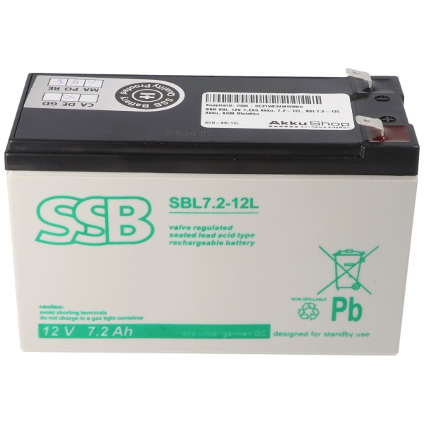 Batterie SSB SBL 12V 7.2Ah, 7.2-12L, batterie SBL7.2-12L, batterie plomb AGM