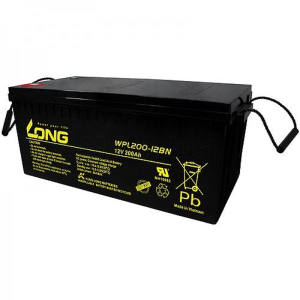 Batterie plomb-polaire Kung Long WPL200-12BN Longlife, 12V, 200Ah, filetage interne M8