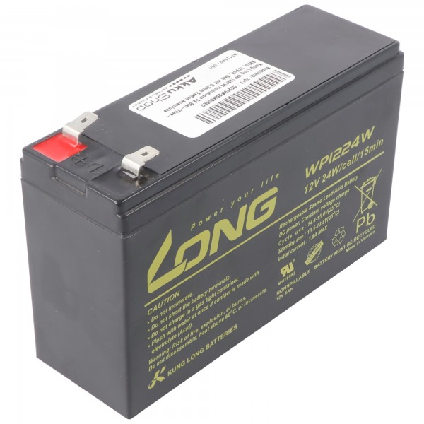 Kung Long WP1224W Batterie plomb-polaire F2 à courant élevé, 12V, 6Ah avec connexion Faston 6,3 mm