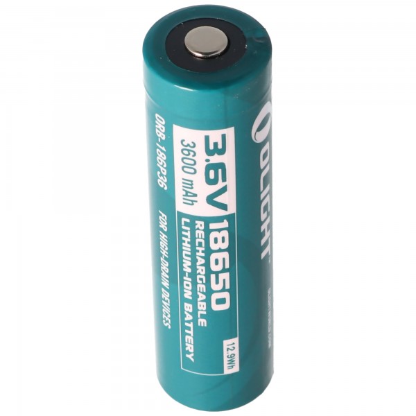 Batterie Li-ion Olight 18650 3.6V 3600mAh, tension de fin de charge max. 4,2 volts