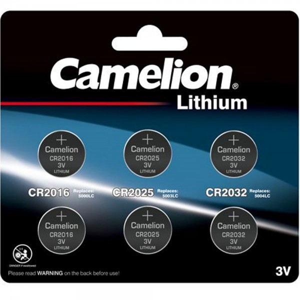 Ensemble composé de 2 piles au lithium CR2032, CR2025 et CR2016 chacune, pouvant être stockées jusqu'à 10 ans